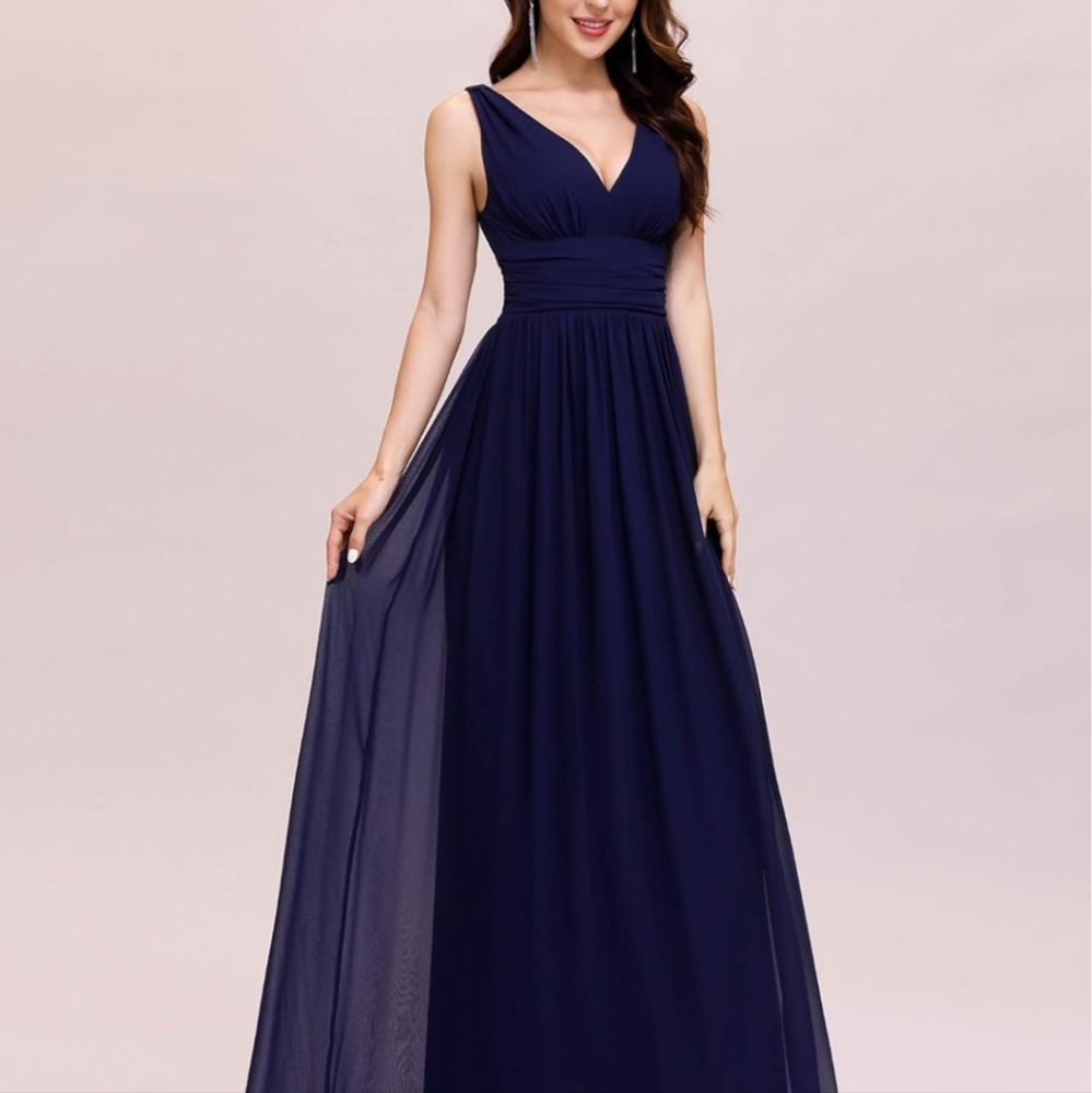 Ever Pretty Blue Sleeveless V-Neck Maxi Dress